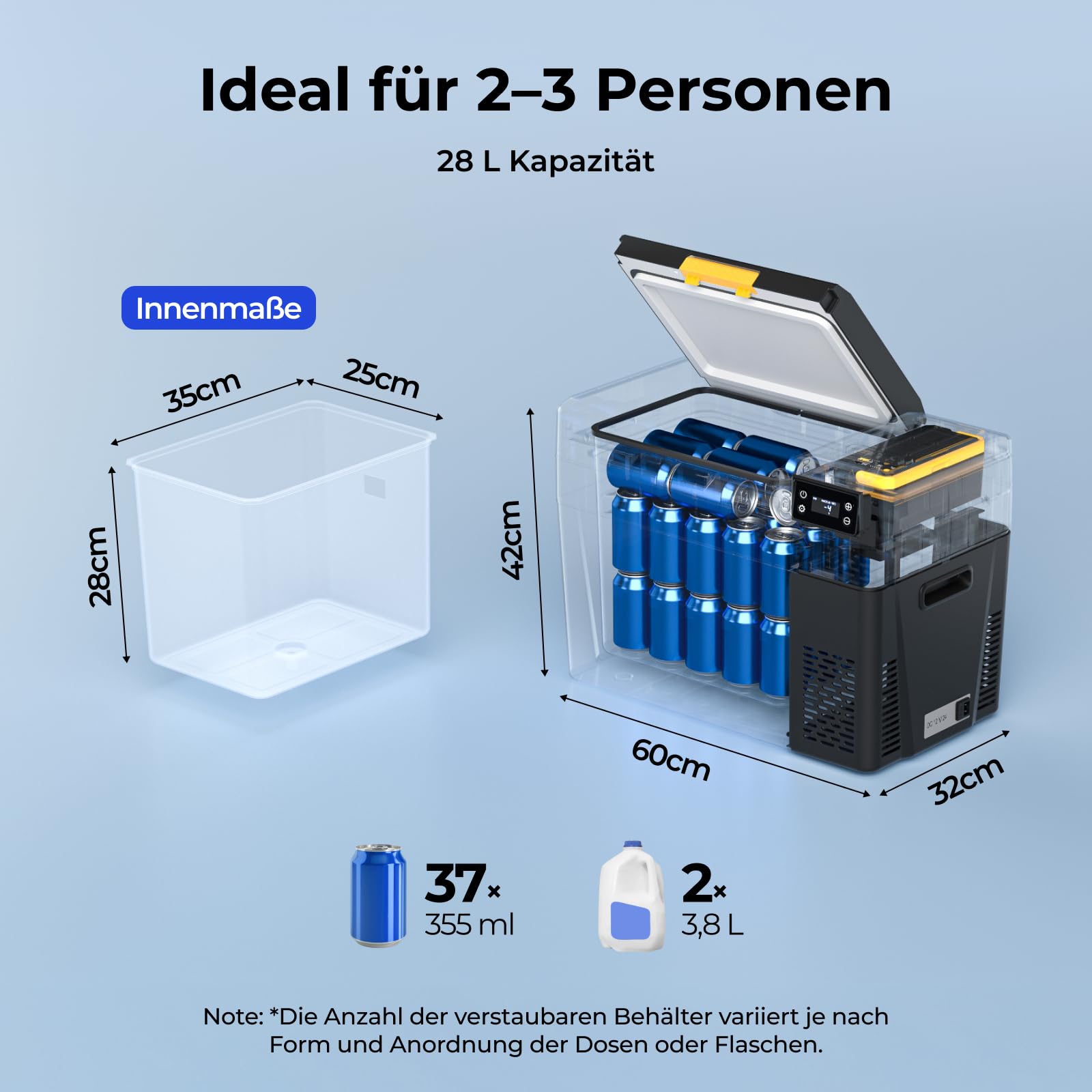 BougeRV CRX3 Kompressor Kühlbox 28L mit Akku 240Wh, Auto Kühlbox, Tragbare Kühlbox 12V 230V -20℃ bis 20℃, Akku Kühlbox mit App-Steuerung, Für Camping, Auto, Outdoor, Reise & Freizeit (2026 Neu)