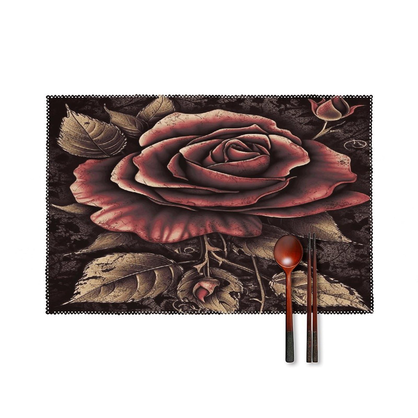 Fekiloot Style Gothic Rose Placemats Set Of 6,Table Mat