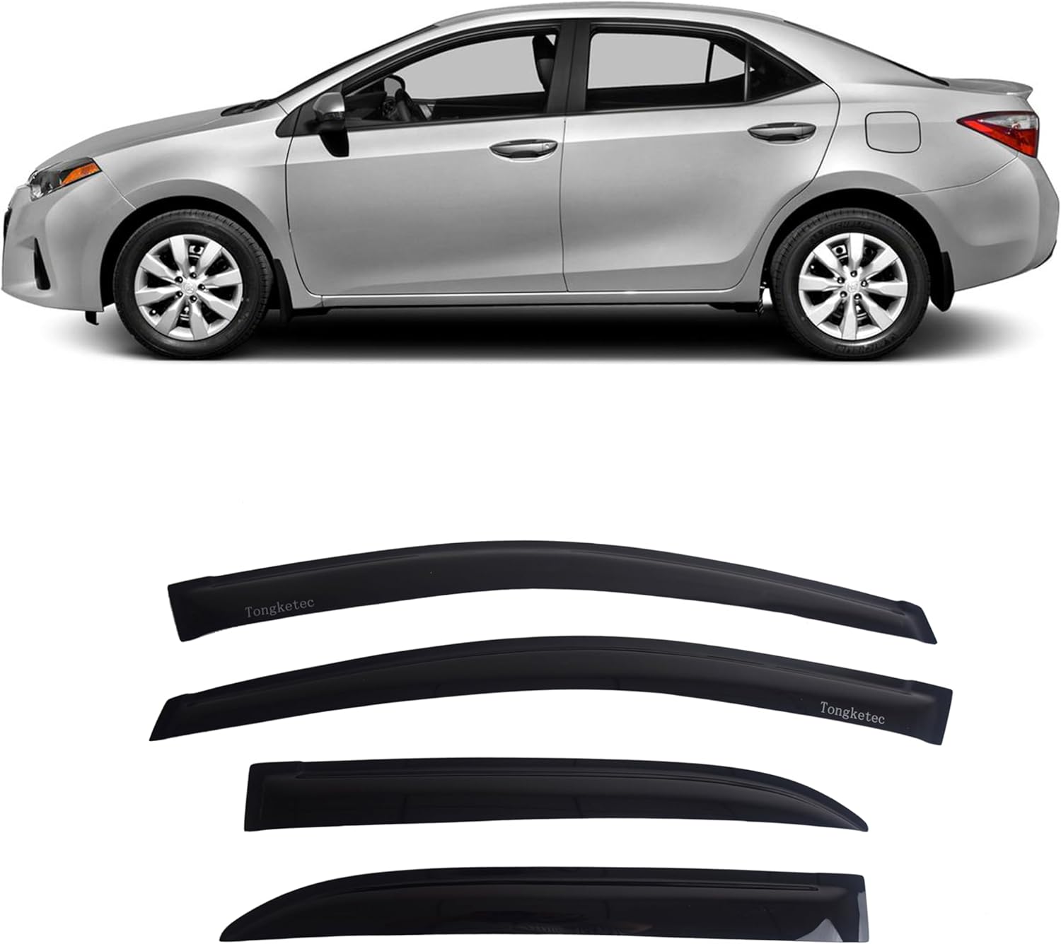 Window Rain Guards,Window Visor,Vent Deflector,Outside Mount Fits for 2014 2015 2016 2017 2018 Toyota Corolla 4pcs