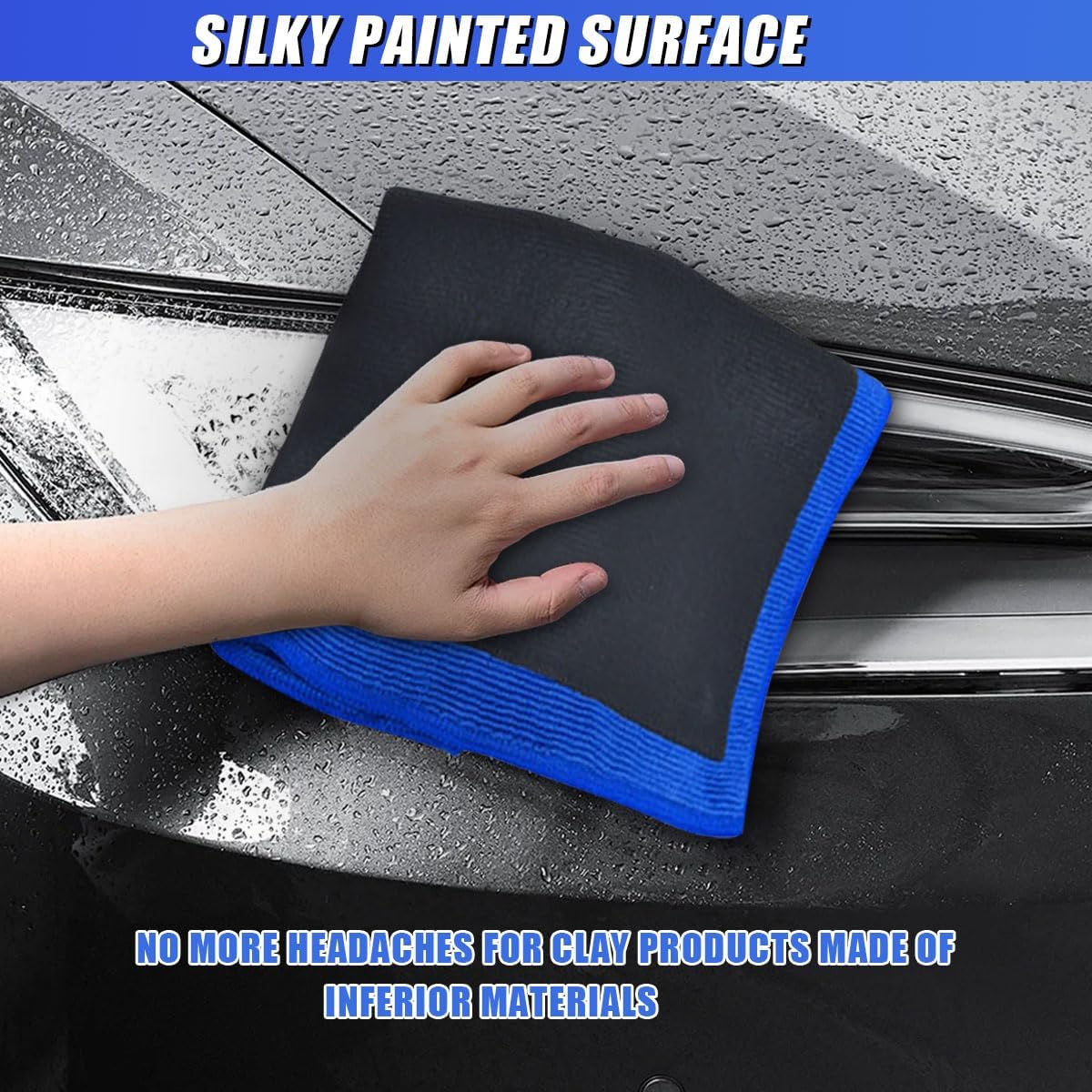 2PCS Clay Bar Towel for Auto Detailing, 12" x 12" Fine Grade Microfiber Car Chamois Towel, No-Scratch DIY Detail Clay Bar Alternative Cloth Mud Strip Cleaner Tool for Cars Detailing (2PCS) image 5