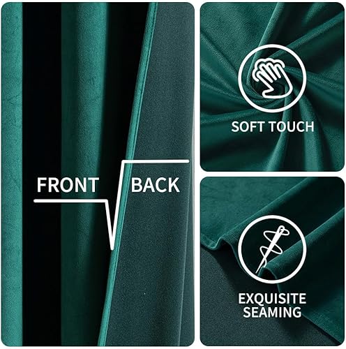 Miniatura 4 de EMEMA Cortinas de terciopelo para sala de estar, 96 pulgadas de largo para oscurecer la habitación, cortinas de ventana con aislamiento térmico para