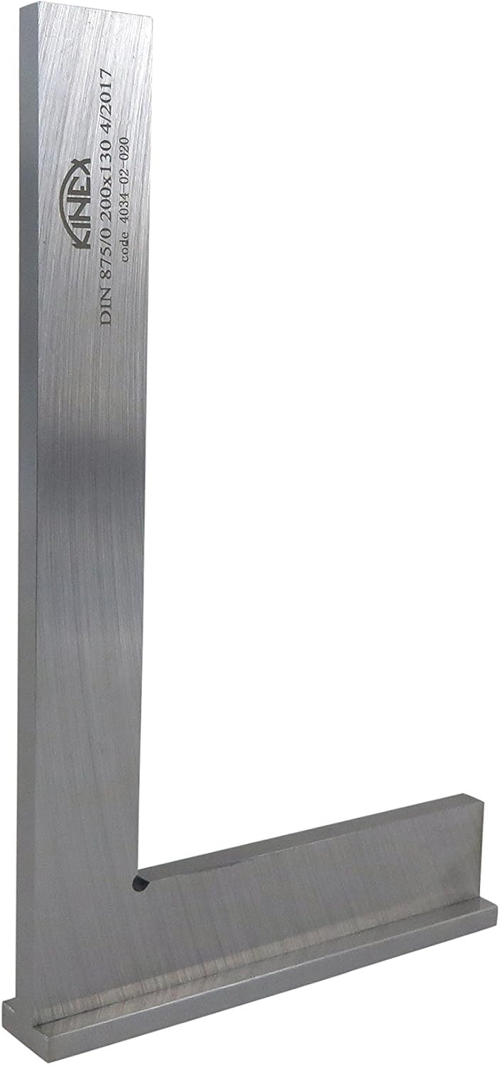 Kinex 4034-02-020 8 Inches Tall x 4 Inches Wide Try Machinist Square with Base DIN 875/0 Square to w/in 0.0003 Inches