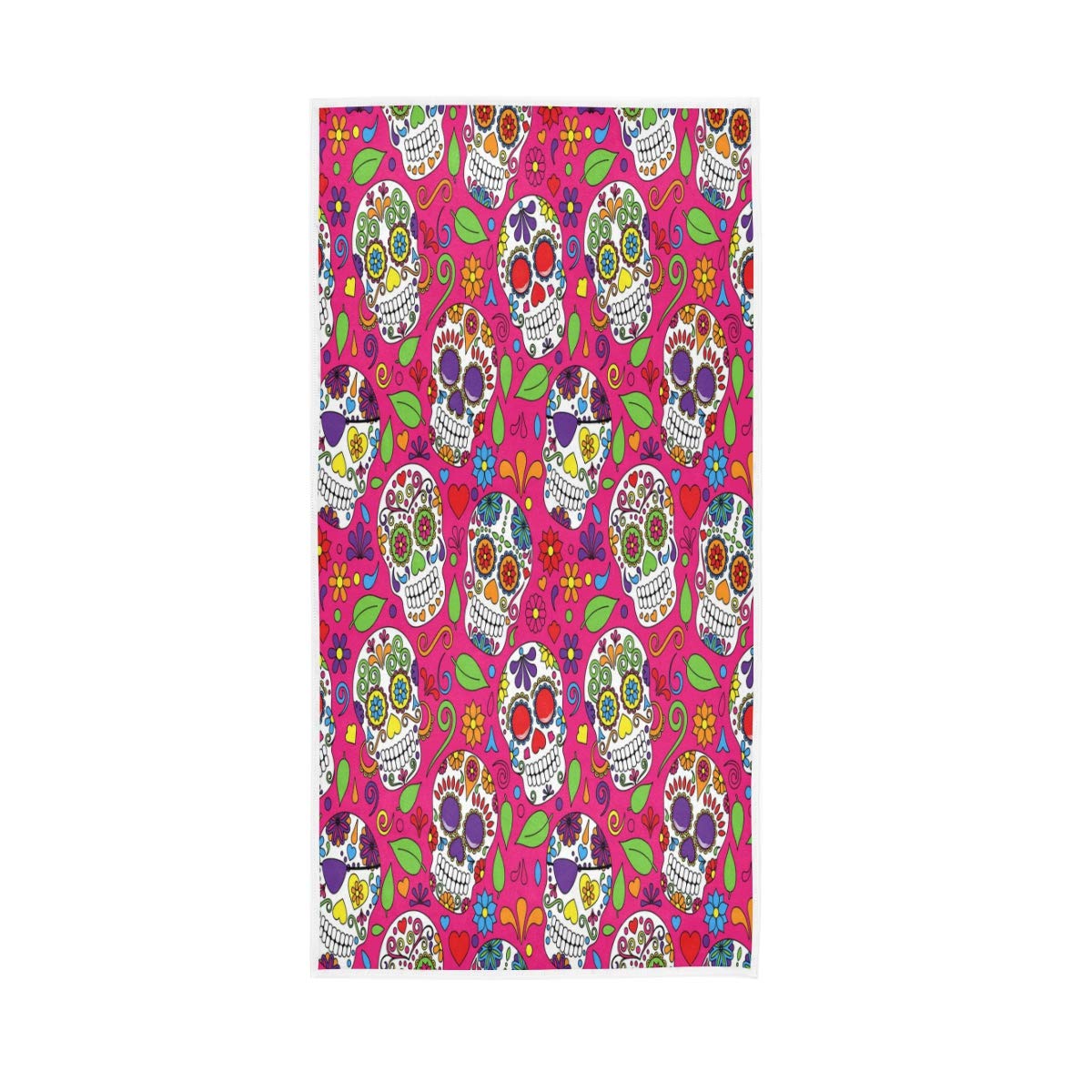 HUYGD Hand Towels Cotton Mexico Sugar Skull Flower Soft Towel Multipurpose Bathroom Beach Towel for Home Kitchen Swim Spa Gym, 30x15 inch
