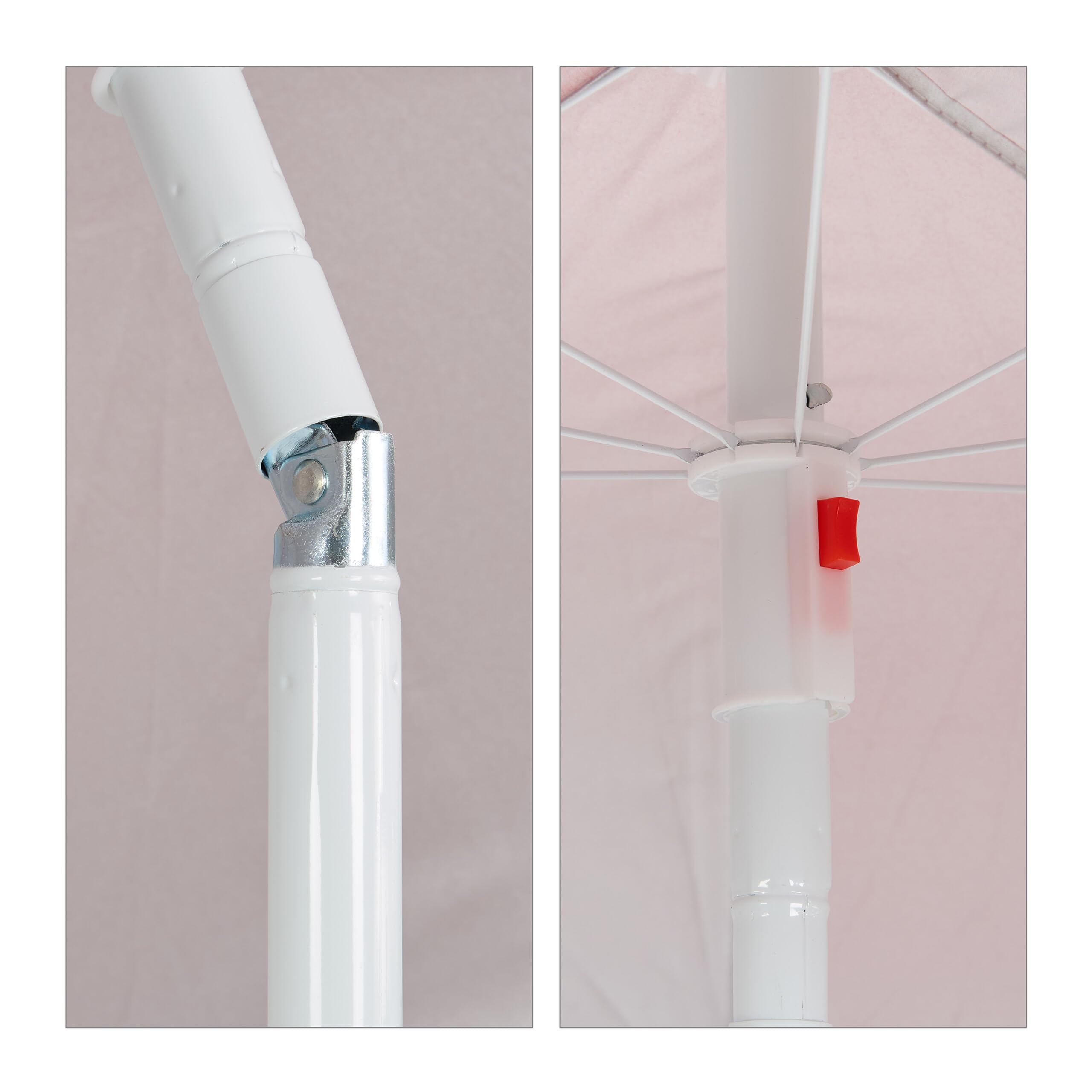 Relaxdays Parasol, diamètre 160 cm, inclinable, Hauteur réglable, Protection UV, Sac de Transport, Plage & Balcon, Rouge