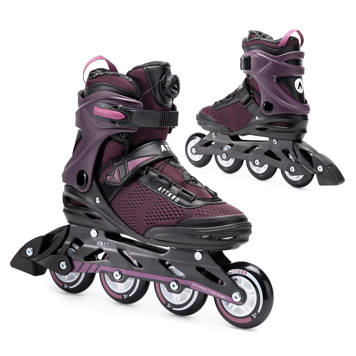 ATTABO Patines en Línea Fitness OneFoot 36-40 EU Violeta Patines de Mujer Ligeros y Duraderos PP Shell Coolmax Lining Montaje rápido FITGo Rodamientos ABEC-7 Ruedas PU 82A Cómodos y con Estilo