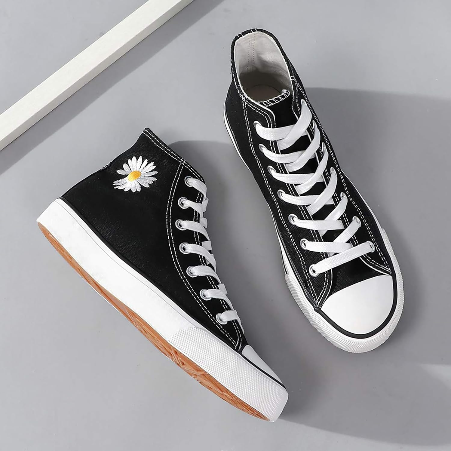 Womens Canvas Sneakers High Top Lace ups Casual Walking Shoes - Image 4