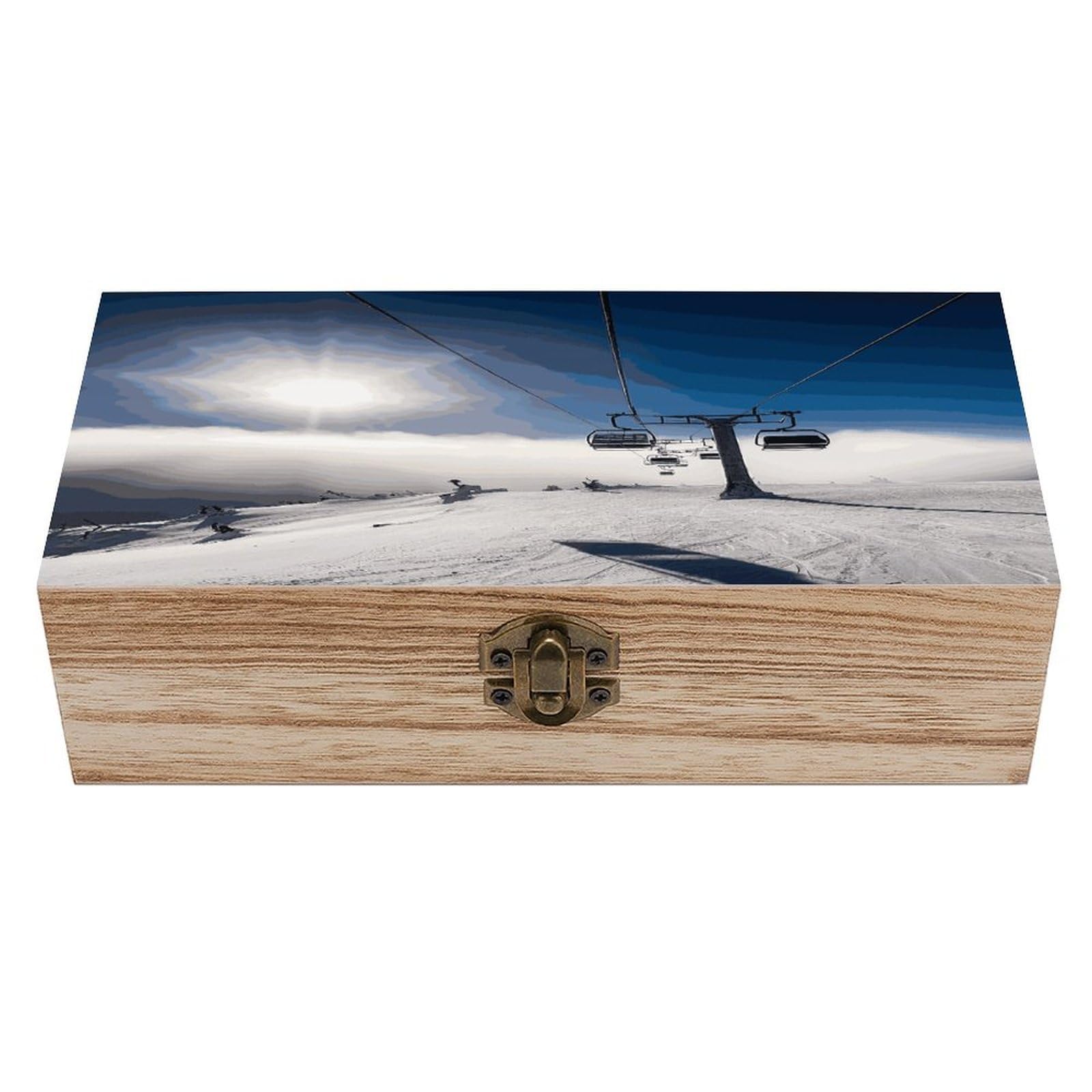 Adfgyerh Style Ski Lift At Sunshine Bins Solid Wood，Jewelry Box Retro And Exquisite，Storage Box Used For Storing Photos, Souvenirs, Letters, Gifts, And Jewelry.