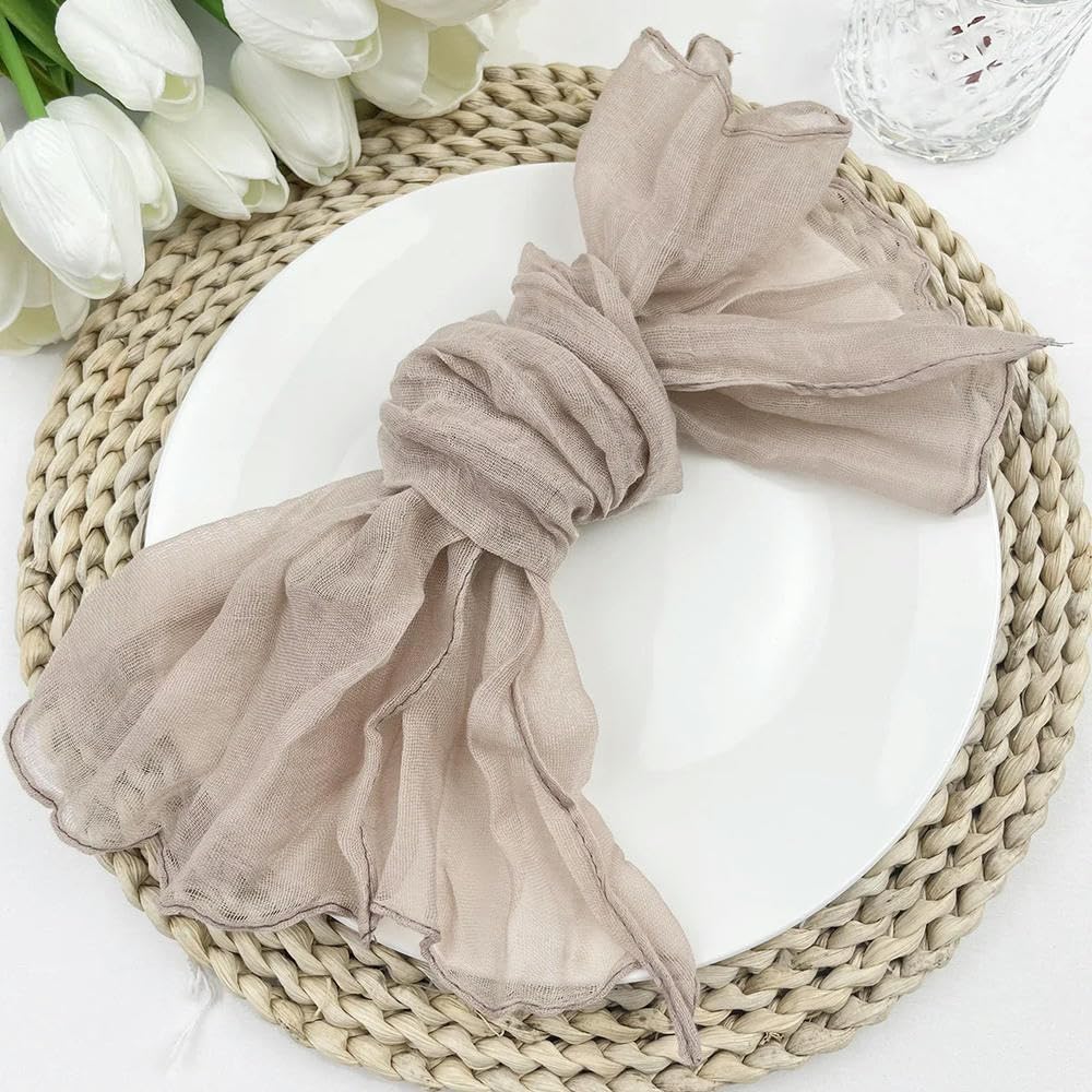 RIDAEX 100PCS Cheesecloth Napkin Gauze Table Placemats Party Christmas Wedding Decoration Dinner Retro Napkins