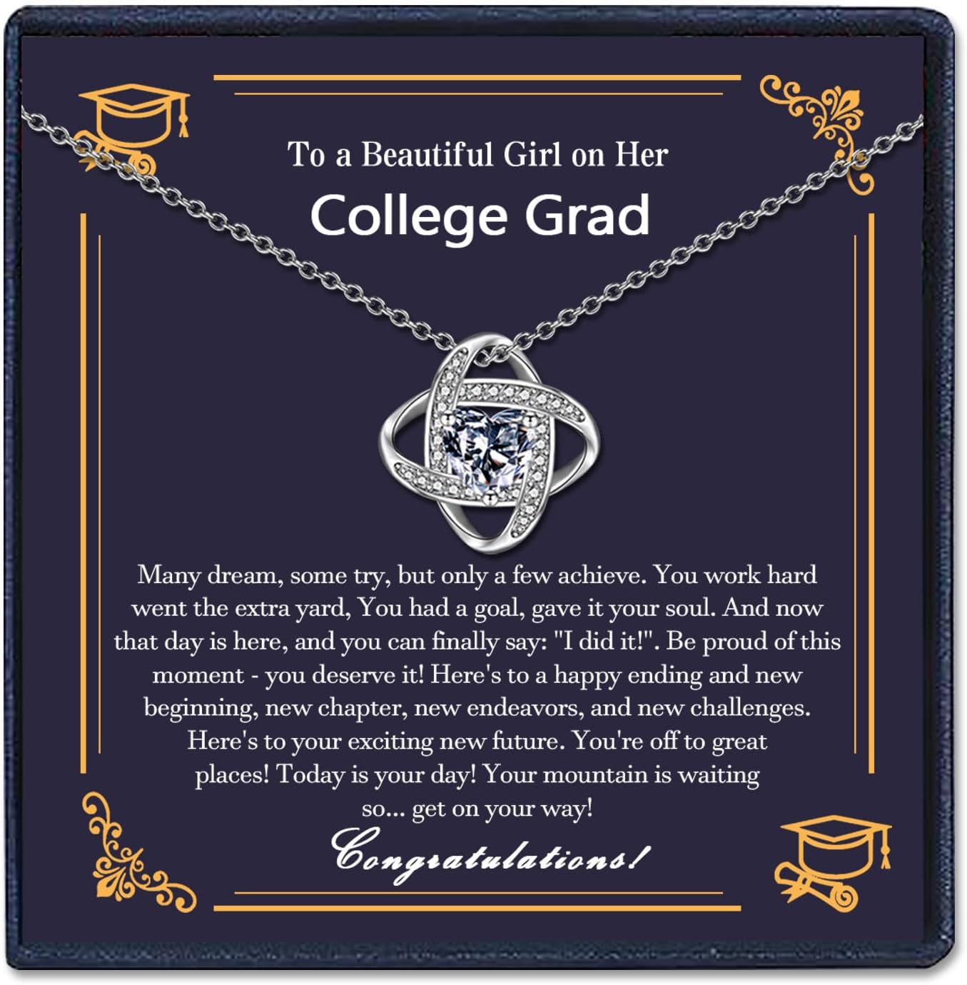 EPIRORA Sterling Silver Cubic Zirconia Love Knot Pendant Necklace for Women, Graduation Birthday Christmas Jewelry Gifts for Friends/Wife/Sister/Daughter/Mom