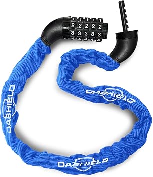 Bike Chain Lock Security 5 Digit Resettable Combination, 38.6 inches Heavy Duty Anti Theft Lock Chain for Bicycle, Motocycle, Scooter, Gate, Fence Blue, 3.2ft