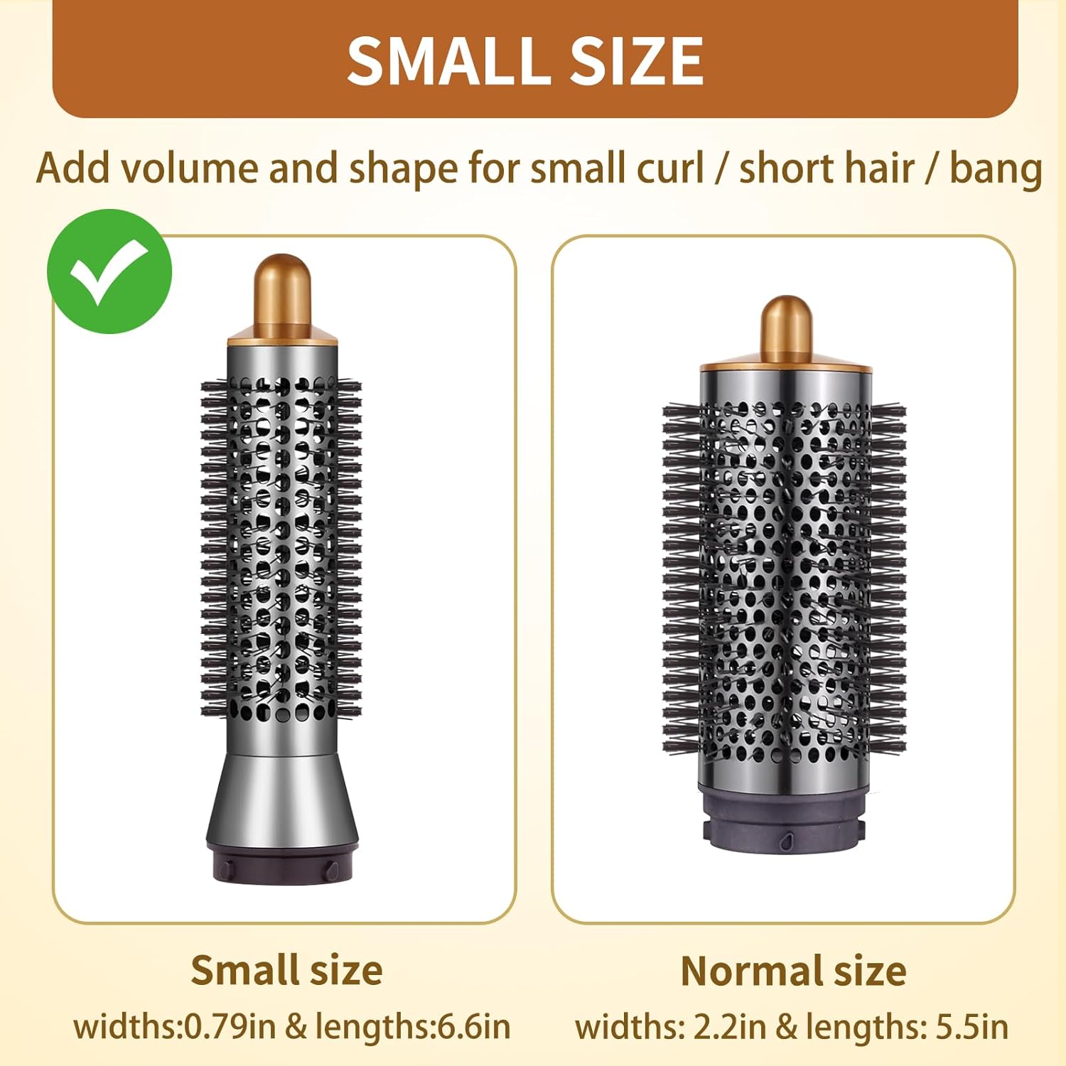 Small Round Volumizing Brush for Dyson Airwrap, Small Round Brush Attachment Compatible with Dyson Airwrap HS08 HS05 HS01 for Fluff Up, Volumize and Styling Hair (Gold) - Image 3