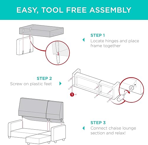 Miniatura 8 de Best Choice Products - Sofá modular de lino para el hogar dormitorio habitación espacios compactos con asiento mullido alargado 3 asientos diseño en