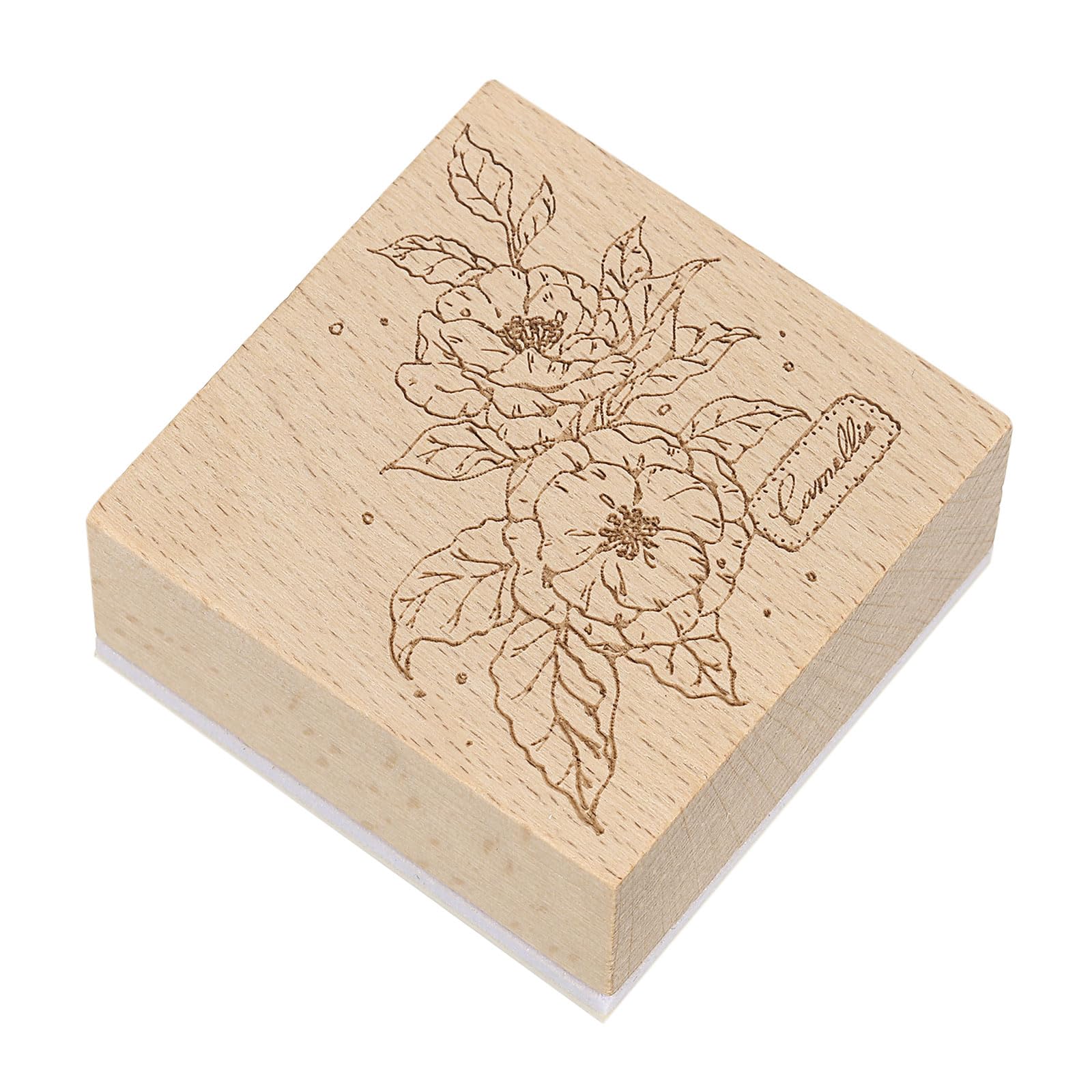 Tampon en bois camélia pour réussir vos motifs de scrapbooking sans bavure