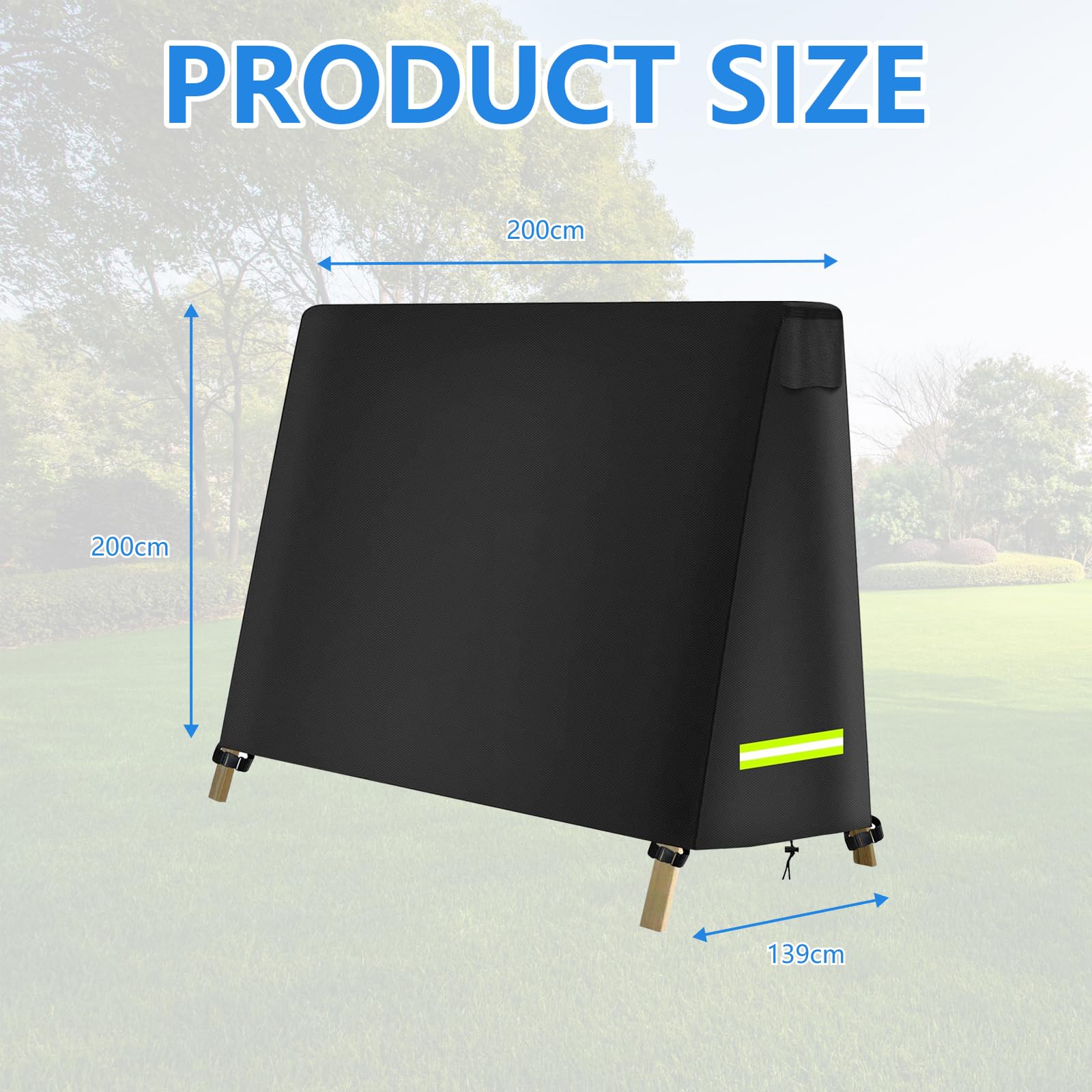 Funda Para Columpio Hollywood, Oxford 420D 200x139x200 cm Con Tiras Reflectantes Y Correas De Sujeción Resistente A Los Rayos UV Al Polvo Y Al Agua Para Columpios Con Estructura En Forma De A