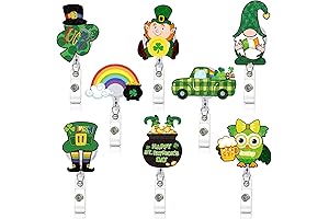 JANYUN Badge Reels for St. Patrick's Day: Shamrock and Clover Cheer