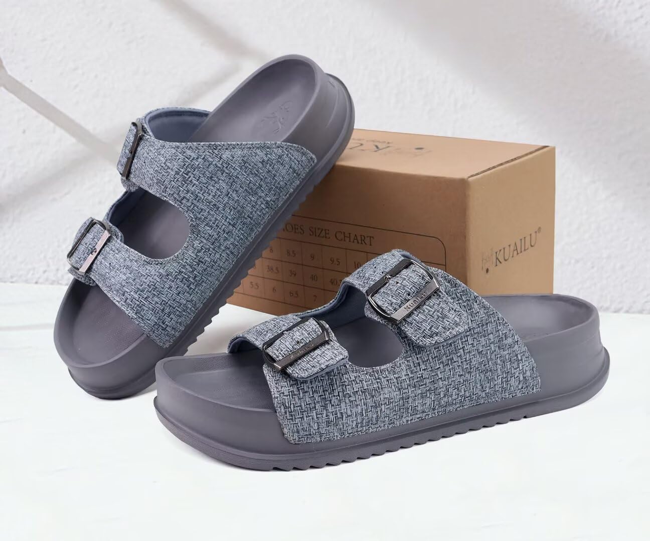 KuaiLu Womens Sandals with Arch Support Comfortable Slippers Orthotic Cushion Recovery Slides Size Grey 11 - Image 7