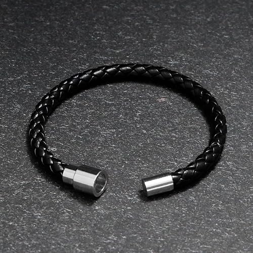 Miniatura 4 de Eigso Pulseras unisex de cuero trenzado para hombres y mujeres, pulseras de acero inoxidable con cierre de acero inoxidable para hombre y mujer,