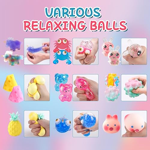 Miniatura 36 de Paquete de 20 bolas antiestrés, bolas esponjosas, bolas para apretar para adultos, bolas de alivio del estrés, rellenos de caja de premios