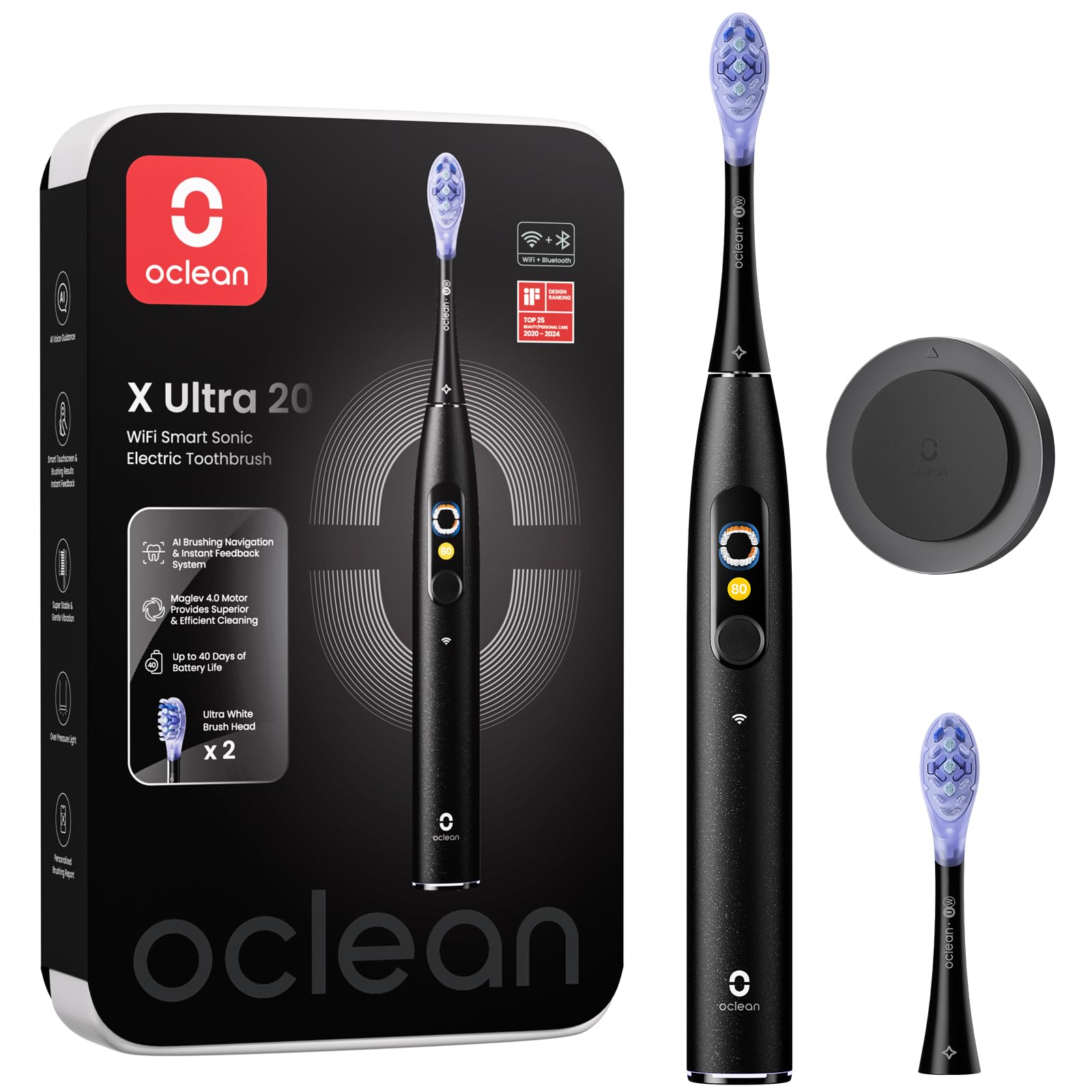 Oclean Elektrische Zahnbürste X Ultra 20, Schwarz