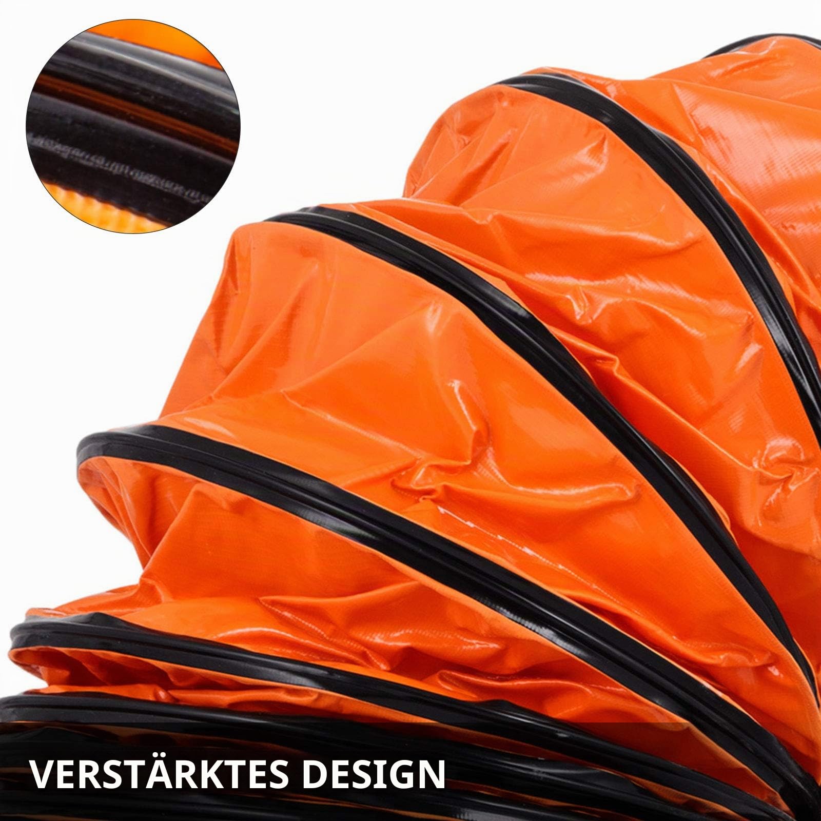 Mophorn PVC-Schlauch 32FT / 10m Länge Warmluftschlauch Belüftungsschlauch Flexible Lüftungsschläuche Starkes Vinylmaterial 12 Zoll 300 mm Durchmesser Orangee Passend für Bauventilator