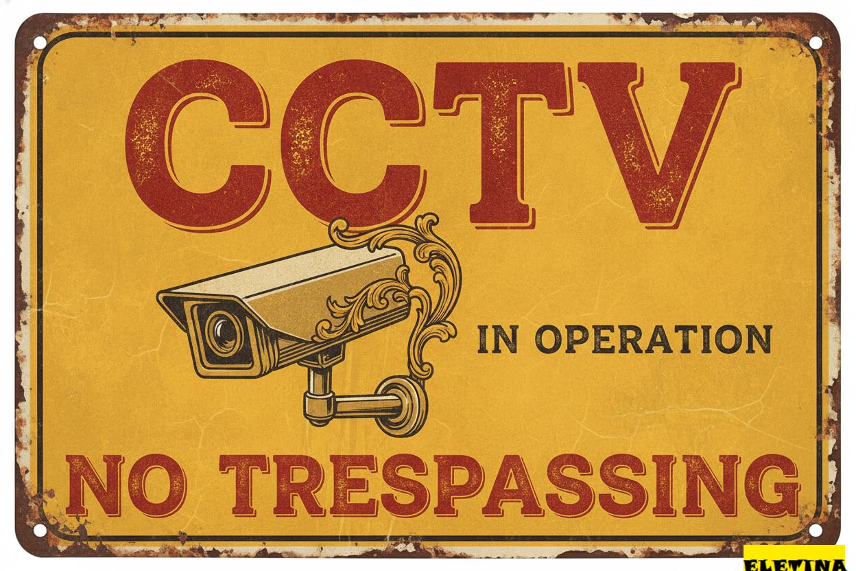 CCTV In Operation No Trespassing Metal Tin Sign UV Protected Rust Free Fade Resistant Cafes Pubs Home Gate 8x12in