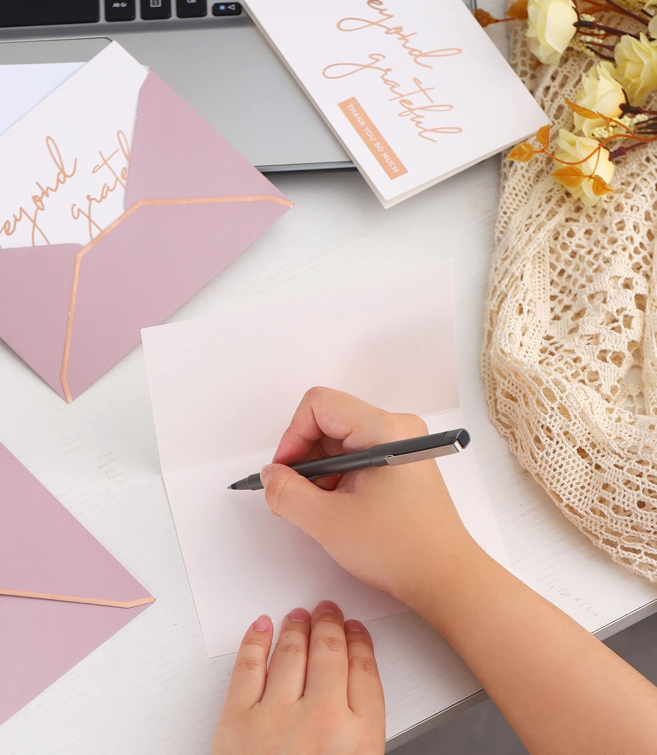 Rose Gold Beyond Grateful Thank You Cards with Envelopes - 36 PK - 4x6 Inches Bridal Shower Thank You Cards Baby Shower Baby Girl Thank You Notes for Wedding Birthday - Image 5