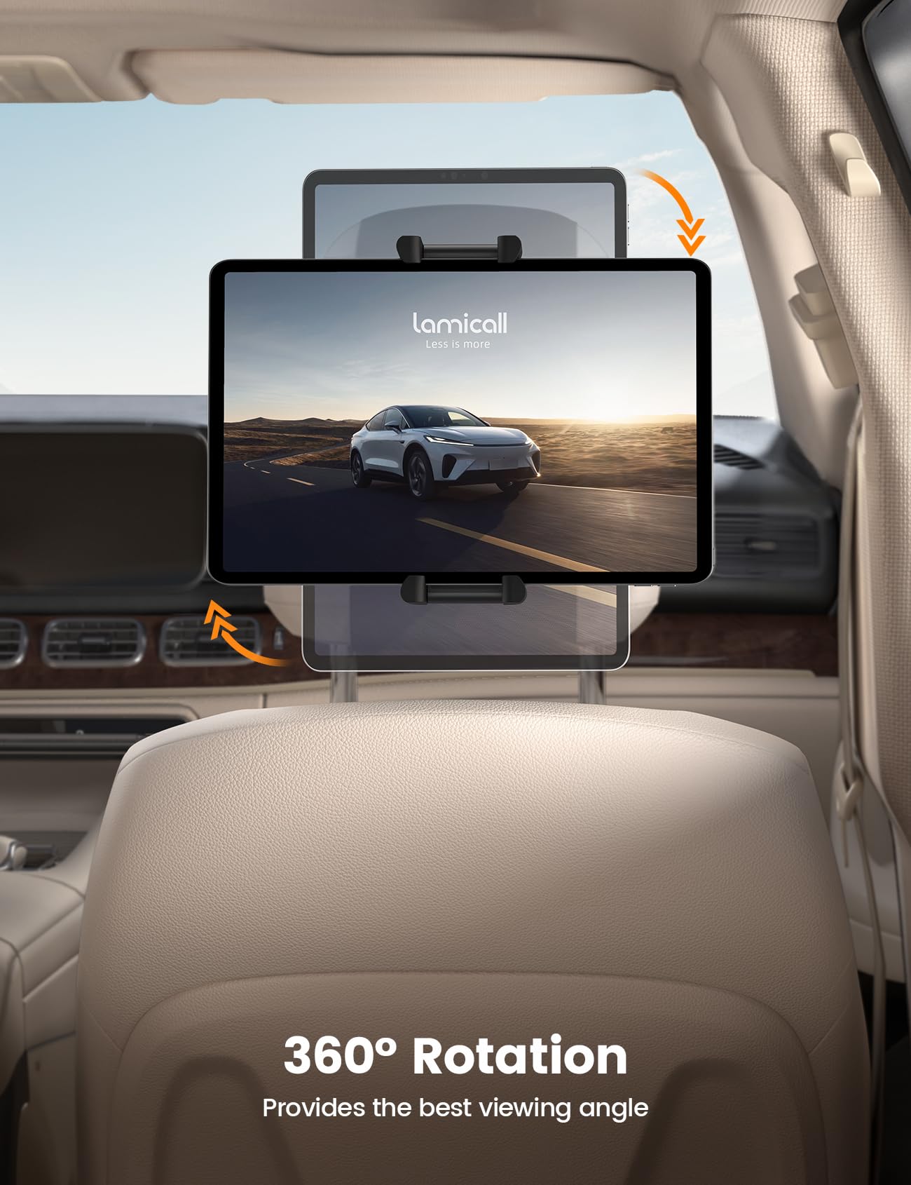 Lamicall 2 Sztuki Uchwyt na Tablet do Samochodu na Zagłówek - [Składany Gruby Zacisk] 360° Obrotu Uchwyt Samochodowy Tablet, Uchwyt na iPad do Samochodu na Zagłówek dla iPad Pro, Air, Mini, 6,1-13”
