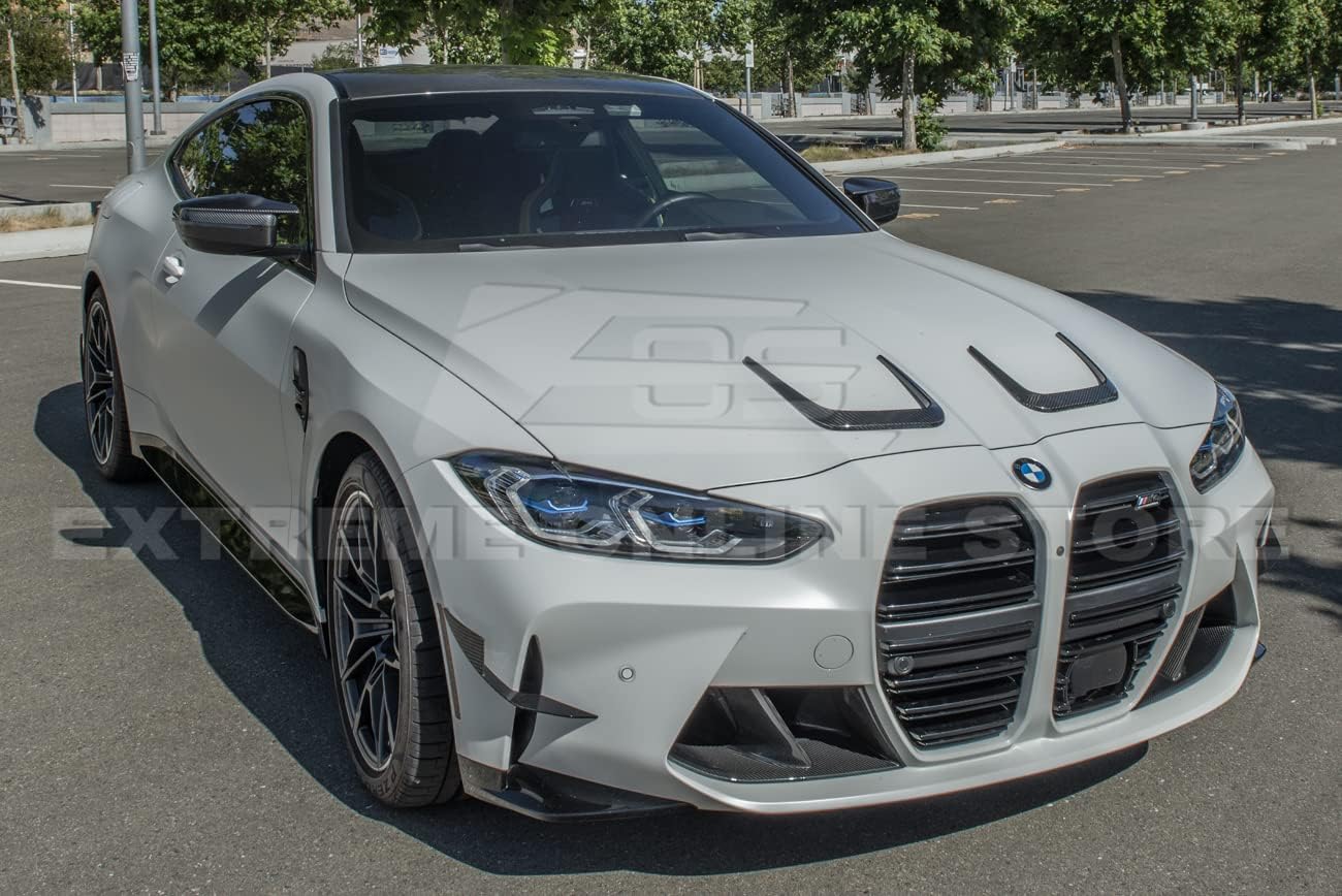 Replacement For 2021-Present BMW G80 M3 G82 G83 M4 Models | Factory Style Carbon Fiber Front Hood Scoop Vent Cover Pair