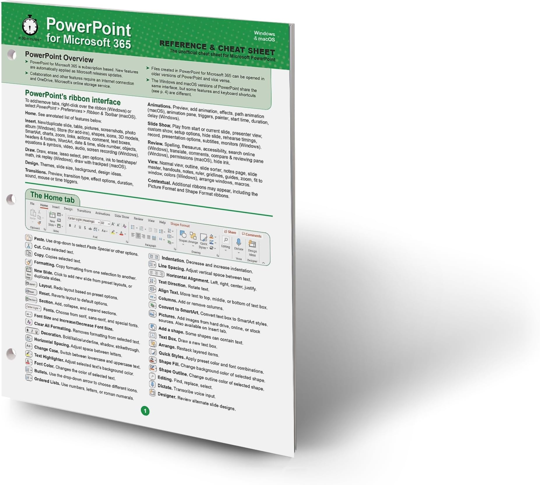 PowerPoint for Microsoft 365 Reference and Cheat Sheet: The unofficial cheat sheet reference for Microsoft PowerPoint