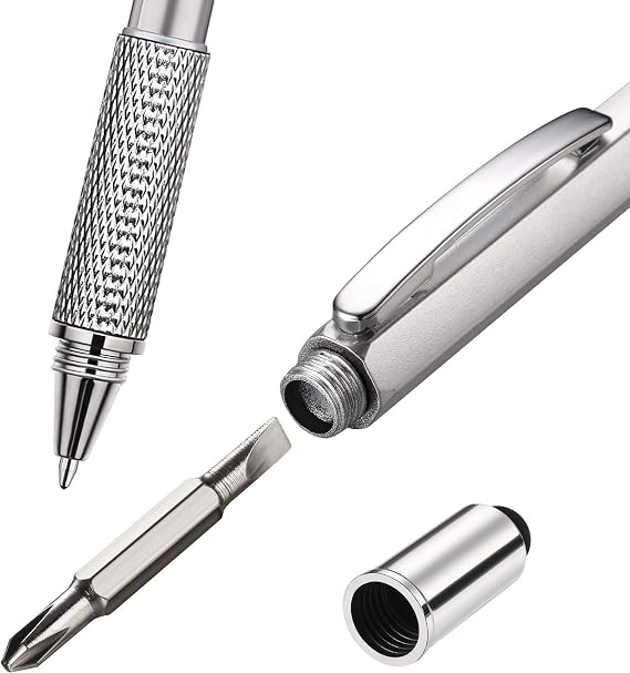 Zhanmai 8 Pcs 6 in 1 Multitool Pen Gift for Men,Multiple Colors | Ballpoint with Stylus and Level, 20 Ink Refills Included, Screwdriver Ruler Tools, Birthday Christmas Gift