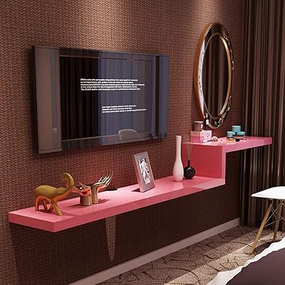 Estantes De Pared Alto Brillo Montado En La Pared De Tv Gabinete