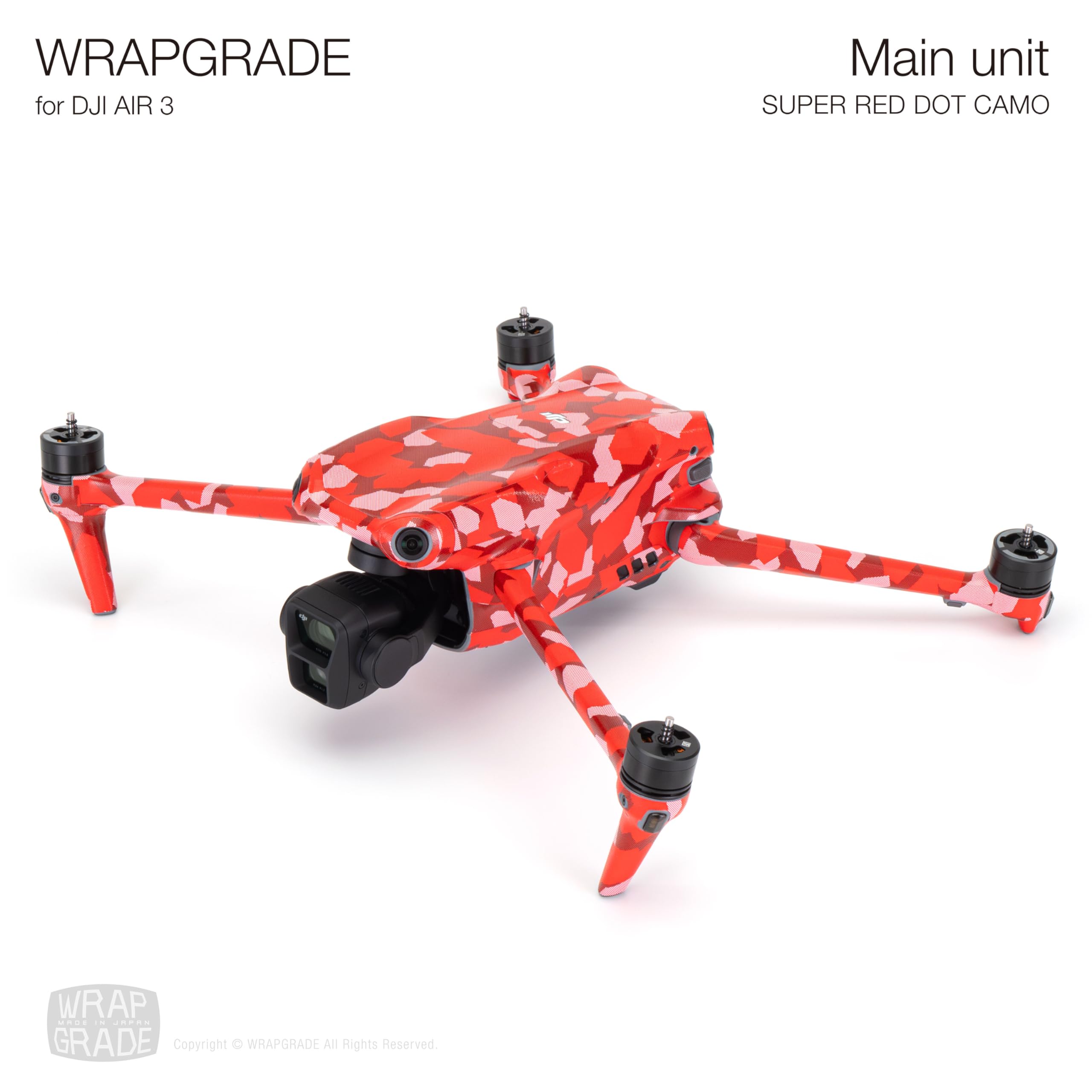 WRAPGRADE Skin Stickers compatible with DJI Air 3, SUPER RED DOT CAMO - Image 3