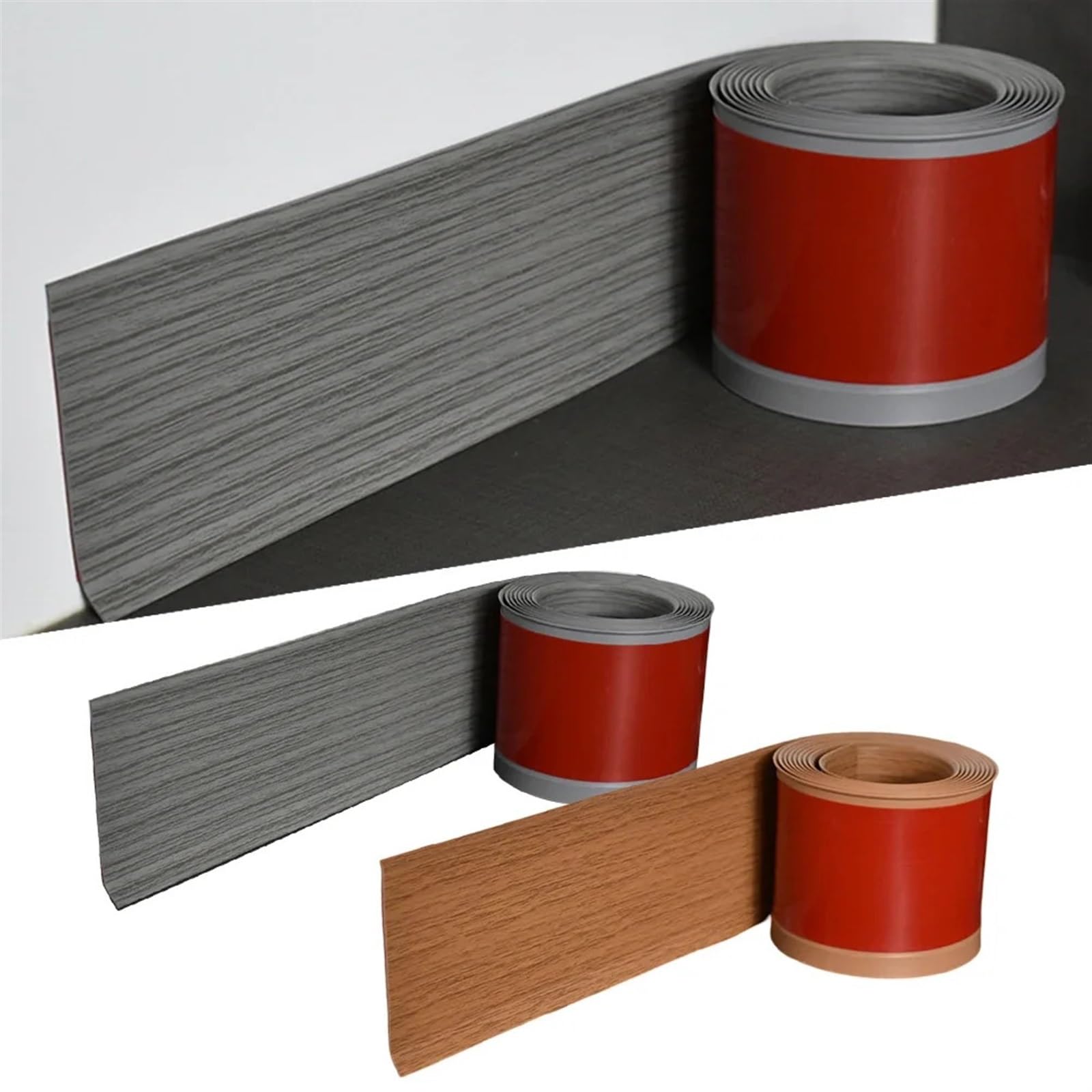 Remate De Rodapié 2 uds 2M rodapié de Pvc suave plástico sustrato impermeable moldura embellecedor ángulo for pared suelo esquina decorativa(Gray)