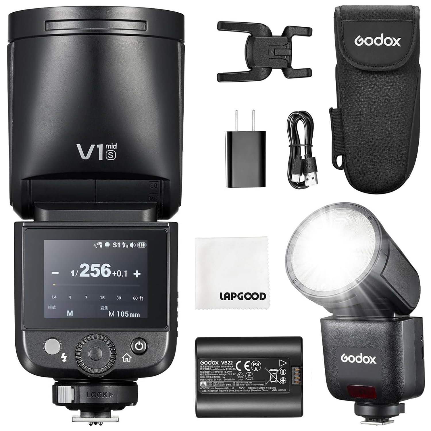 GODOX V1 MID S Kamerablitz für Sony,V1mid-S TTL Rundkopf Kamera Blitz,55Ws Reiseblitz 650+ Blitze 2.4G HSS 1/8000s V1midS Blitz für Sony Alpha A9III a7III a7CII a7IV a7C a7RV a7 a6700 a6400 ZV-E10 II