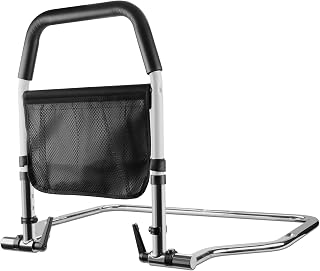 HEIHEI Bed Rails for Elderly Adults, Medical Bedrail Assist Bar with Storage Pocket for Seniors, Height Adjustable Safety Hand Bed Rail for Adults Getting in and Out of Bed