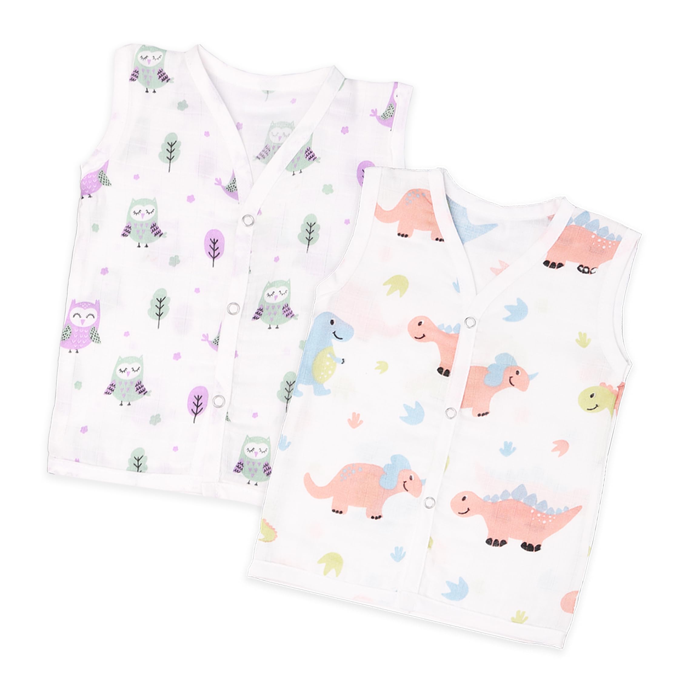 Kidbea® 100% Organic Soft Cotton Muslin Sleeveless Jhabla for Baby Boys | Regular Fit Vest for Infant Summerwear Set I GOTS Certified-image-25