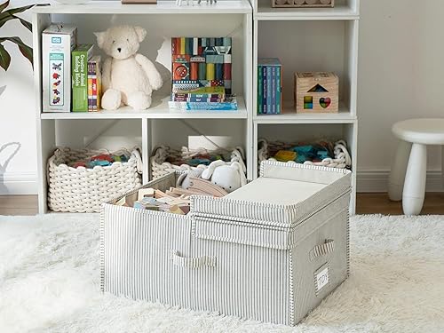 Miniatura 6 de StorageWorks Contenedores de almacenamiento de tela extra grandes, cestas de almacenamiento de 55 litros con tapa de doble apertura y tablero