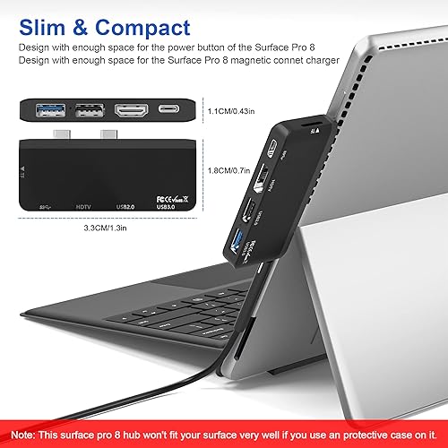 Miniatura 41 de Surface Pro 9/Pro 11 Hub Docking Station, 7 en 1 Triple Display Surface Pro 9 Accesorios con HDMI 4K + pantalla de video 8K USB-C Thunerbolt 4 Hub