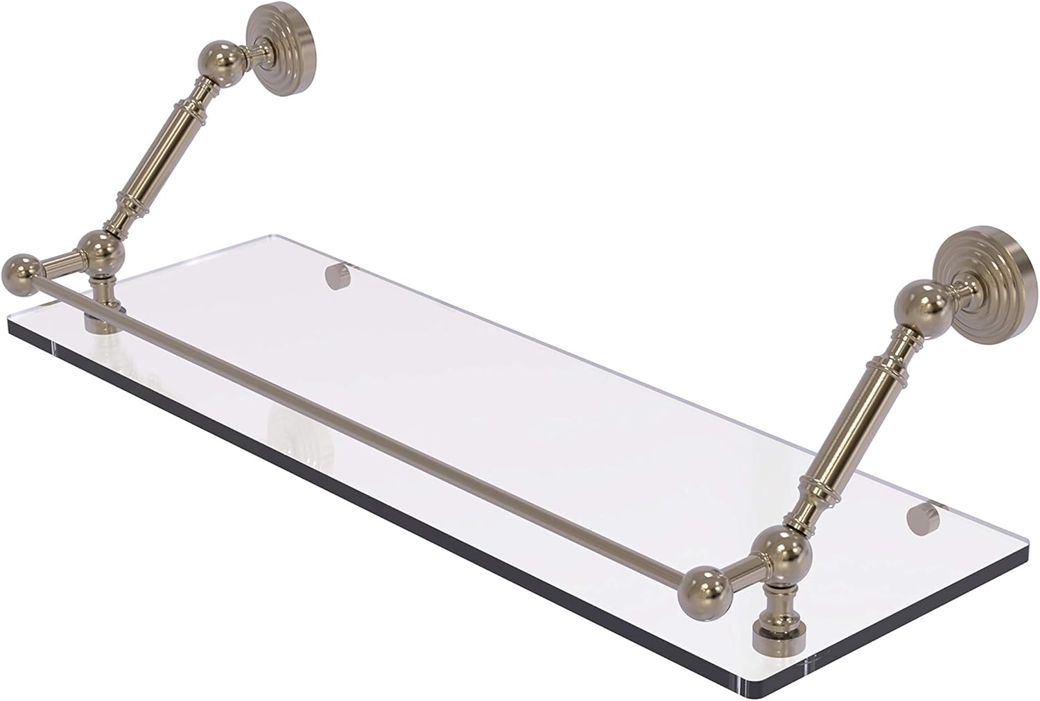 Allied Brass WP-1-24-GAL-PEW Waverly Place 24 Inch Floating Glass Shelf with Gallery Rail, Antique Pewter