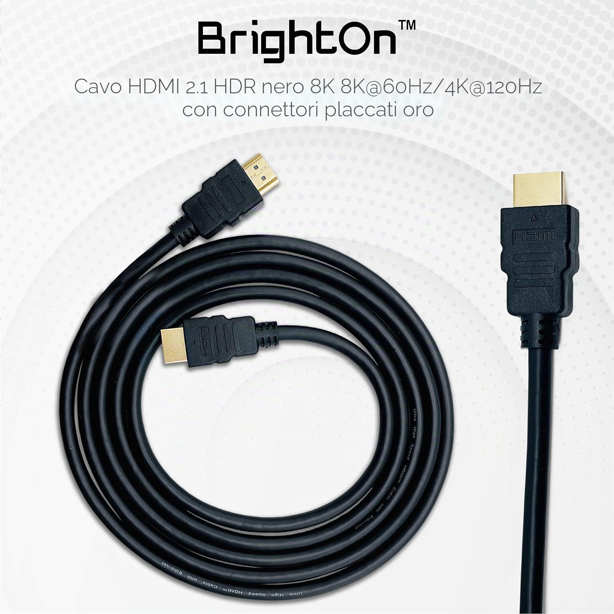 BrightOn Pacchetto ottimizzato compatibile con PS5 | 8K HDMI 2.1 HDR 8K@60Hz/4K@120Hz | cavo Ethernet CAT 7 Super High Speed | Cavo di ricarica rapida (USB A a USB C)