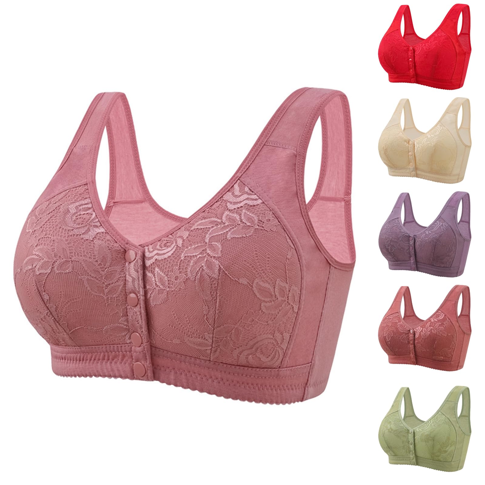 Bras for Older Women Front Closure No Underwire Seamless Seniors Bras Full Support Plus Size Everyday Bra