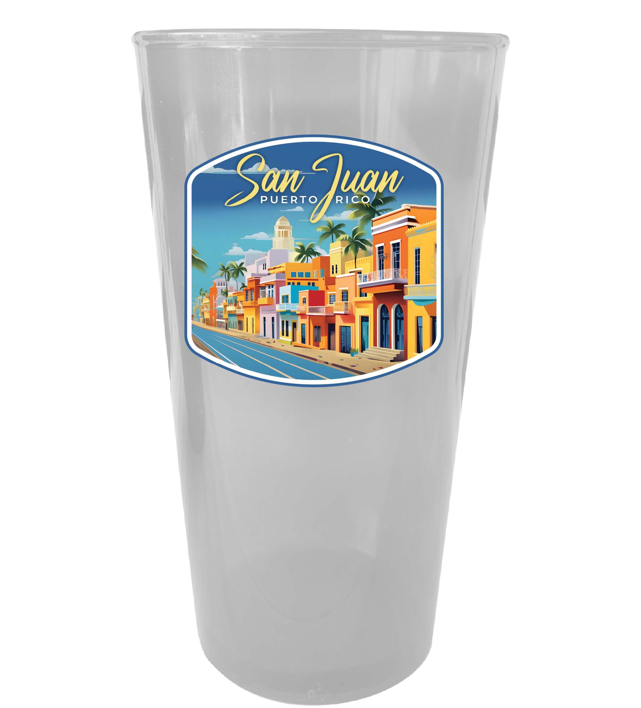 R and R Imports San Juan Puerto Rico Design C Souvenir Plastic 16 oz pint Clear Single