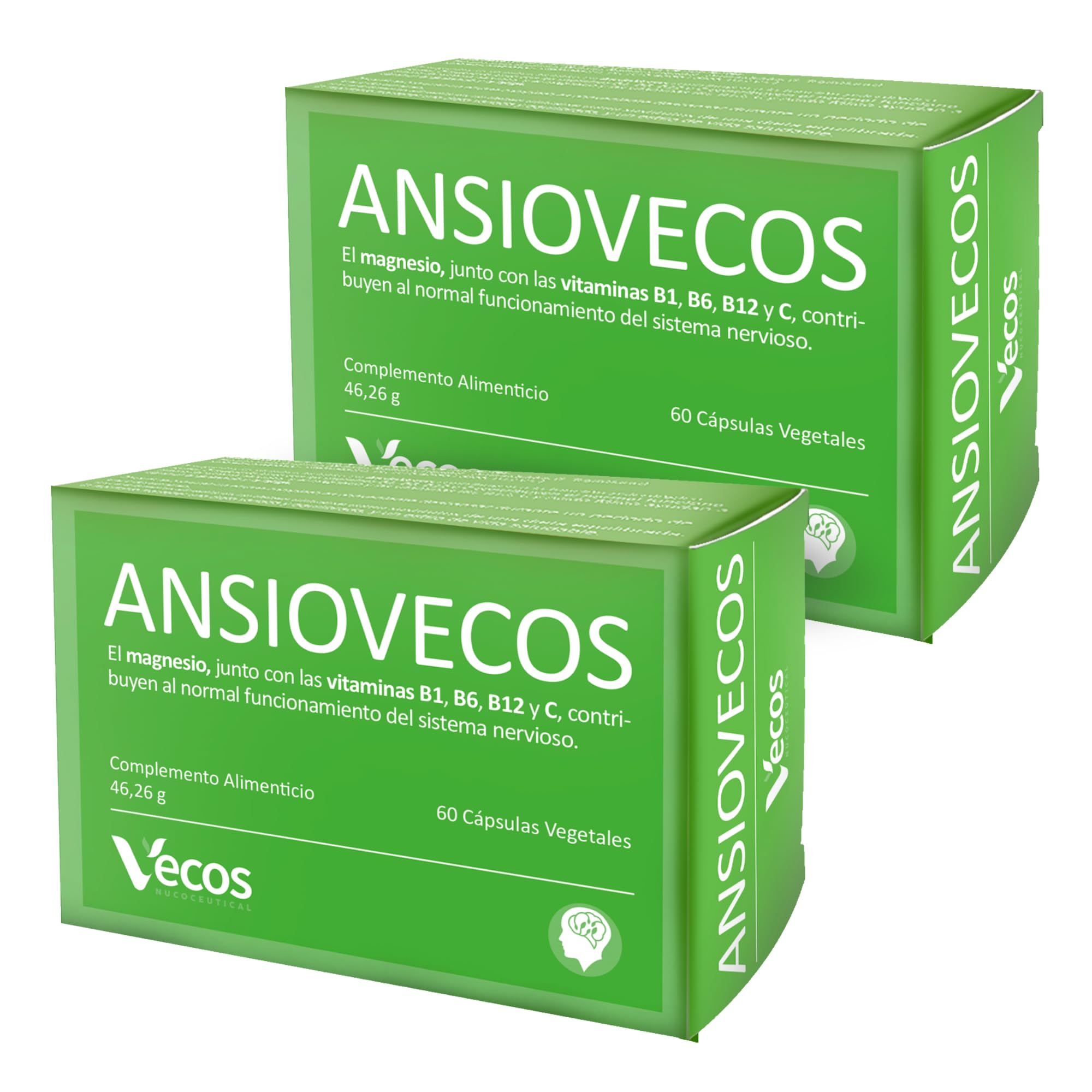 Ansiovecos con L-Triptofano | Contribuye a Regular Estrés, Ansiedad y Sueño | Contiene vitaminas B1, B6 y C, Ácido Fólico, Magnesio y Extractos de Grifonia y Rodiola | Suplemento Alimenticio