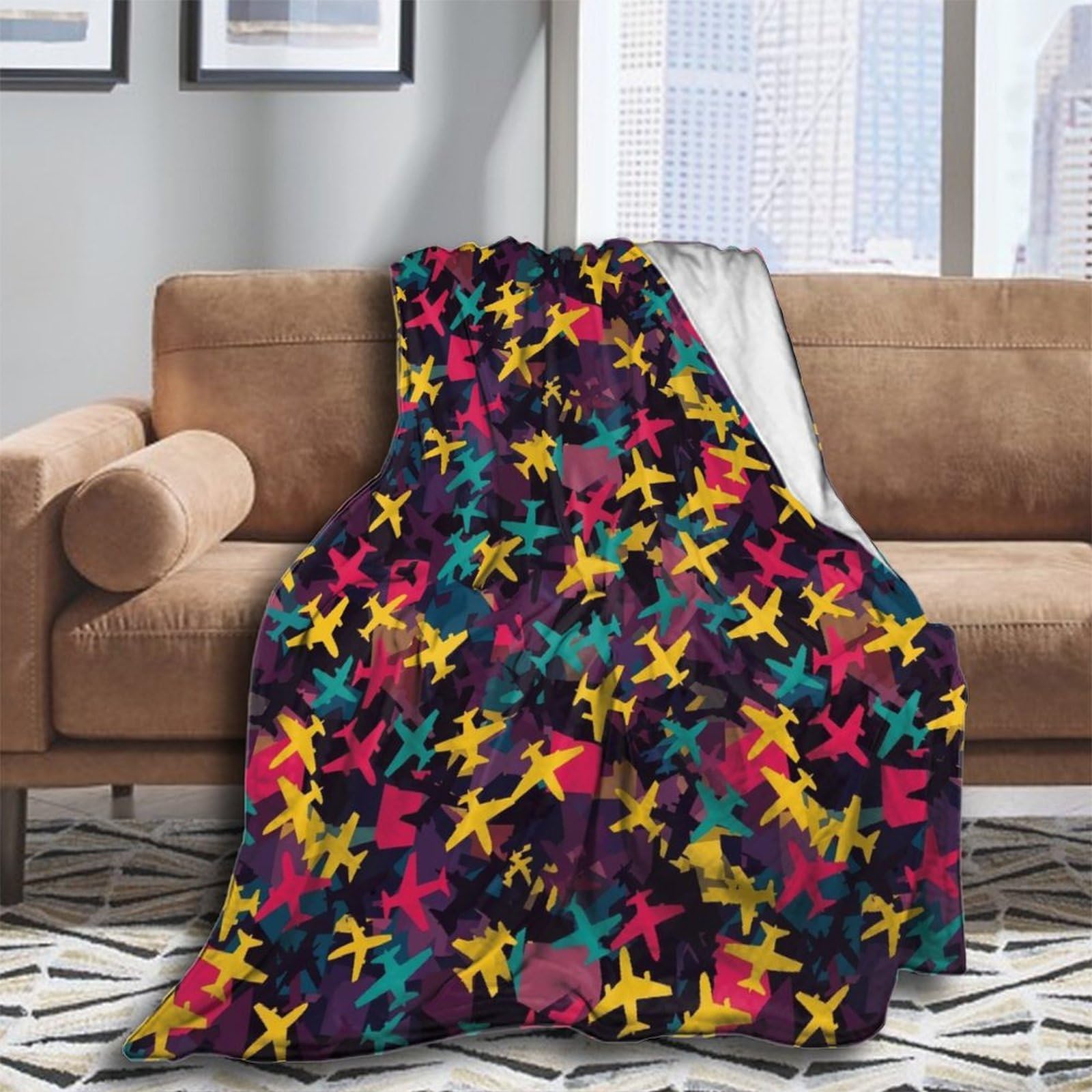 Oudrspo Fleece Blanket for Couch Throw Blanket for Women Men Ice Blue and Red Fire Flame Dragon Cozy Blankets 50x40 Inches