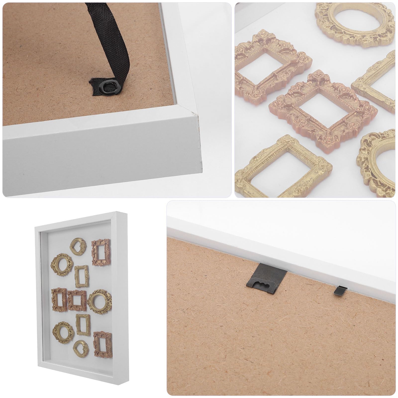1 zestaw DIY: Ramka na zdjęcia muzealne - Pudełko DIY w miniaturowej złotej ramce z ramką w kształcie sylwetki - Zestaw pudełek z cieniem, dekoracja ścienna, prezent walentynkowy dla niej i