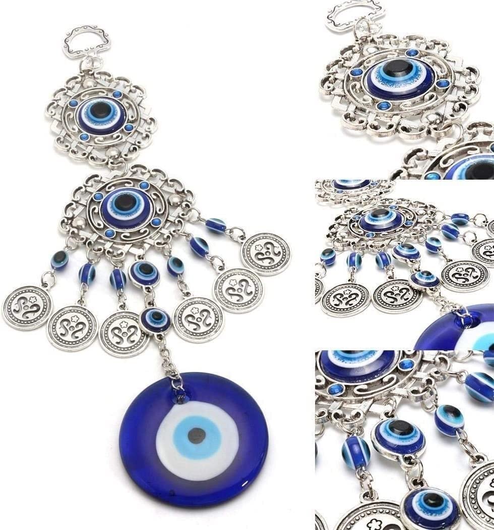 Dzwonek Wietrzny, Turcja Evil Eye Wisiorek Łapacz Snów Niebieski Rhinestone Windchimes Dekoracja Do Powieszenia Na Ścianie Błogosławieństwo Ochrona Prezent Muzyczne Dzwonki Rzemiosło
