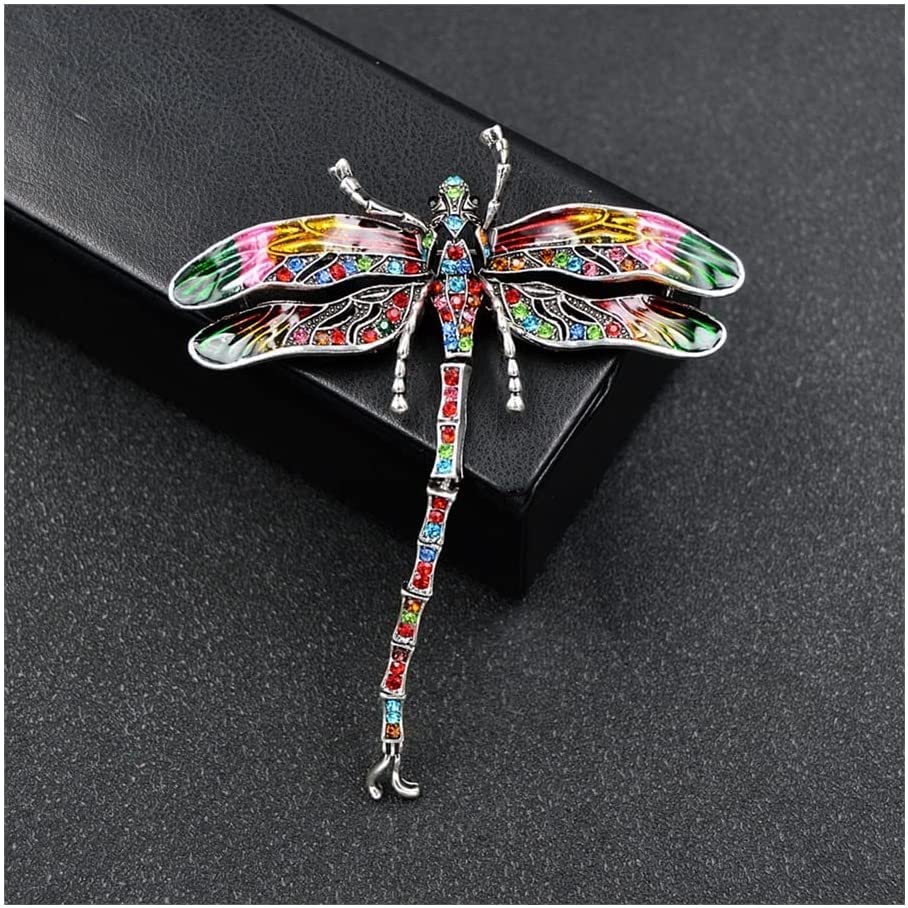 Brosche Bunte Emaille Libelle Broschen für Frauen Mantel Pin 2Colors Insekt Schmuck Strass Zubehör