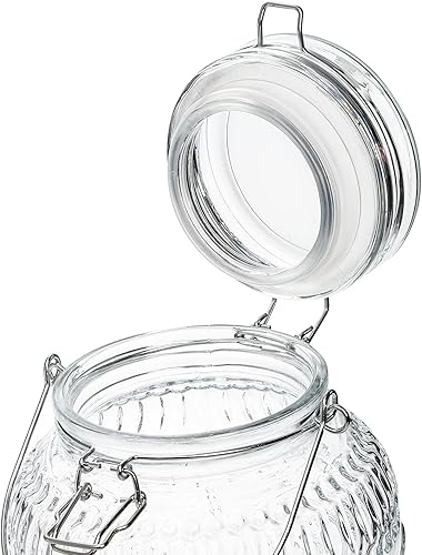 Miniatura 3 de Kingrol Dispensador de bebidas de vidrio de 1 galón con tapa y espita, boca ancha, jarra de jugo a prueba de fugas, dispensador de bebidas vintage