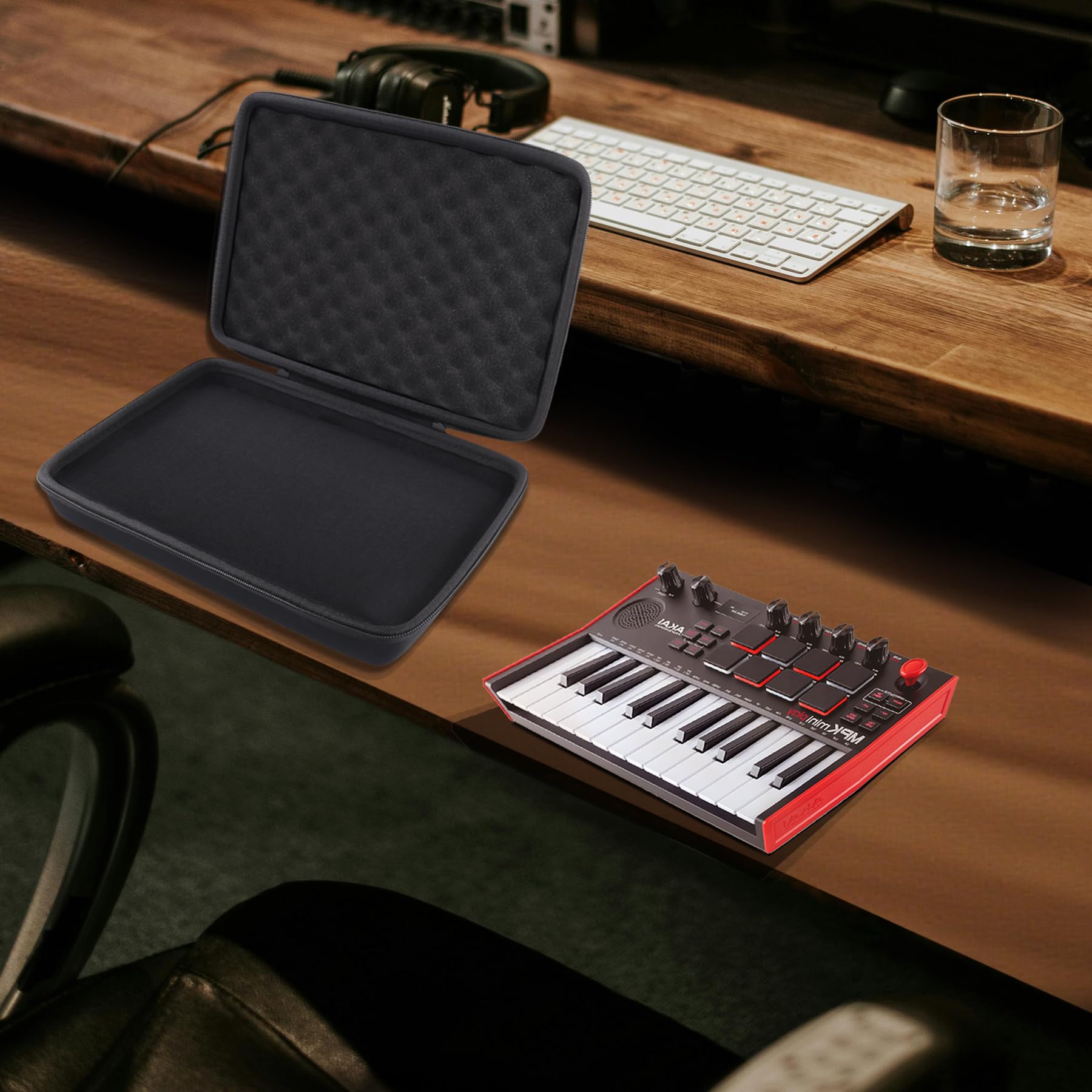 co2CREA Étui rigide de voyage pour contrôleur de clavier AKAI Professional MPK Mini MK3 25 touches USB MIDI (étui noir uniquement)