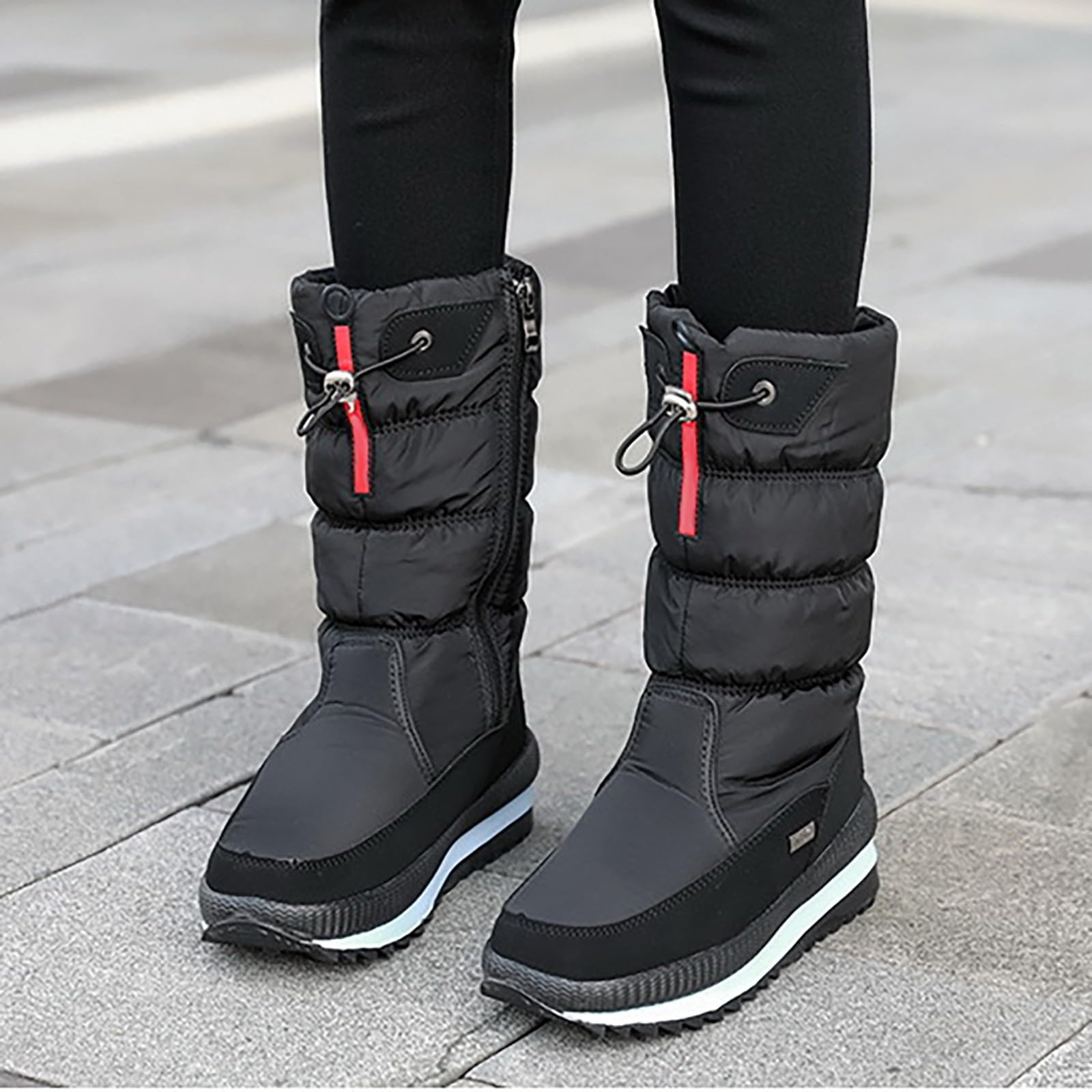 Stivali Caldi Donna Bassi Invernali Ultra Mini da Neve protettivi in Pile e Suola Spessa Tinta Unita Donna, Slip on Boots